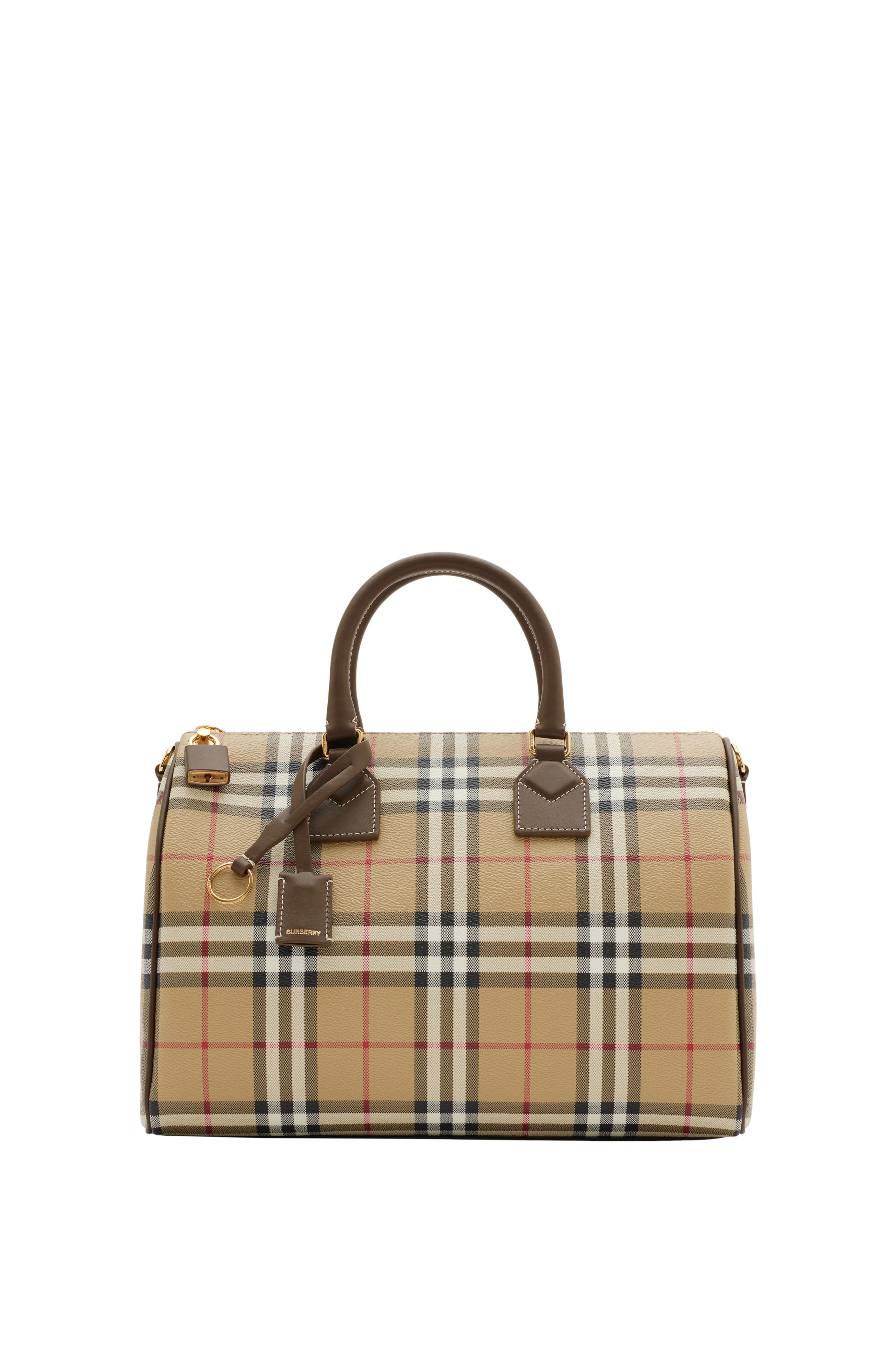 Burberry Medium Check Bowling Bag, Main, color, 