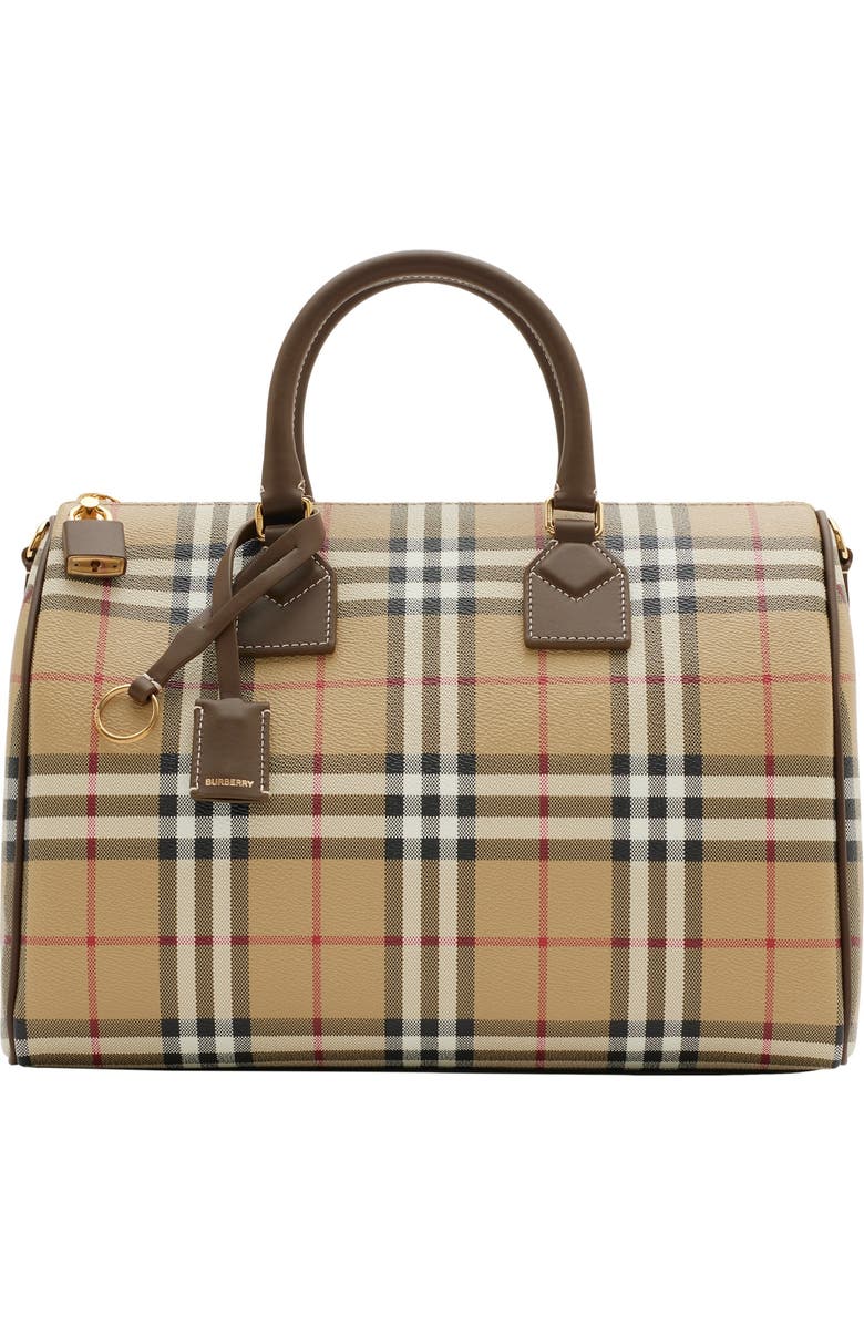Burberry Medium Check Bowling Bag, Main, color,