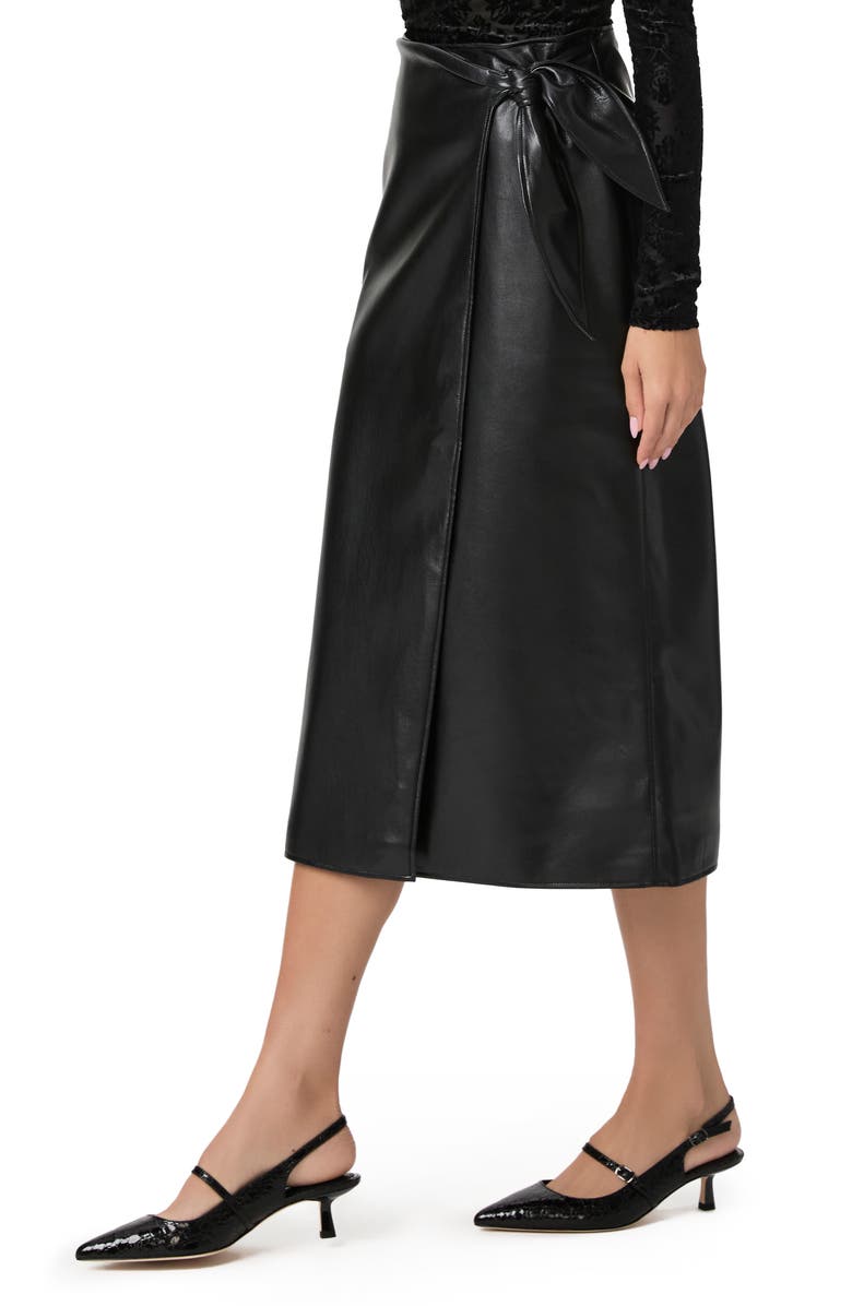 PAIGE Ogden Faux Leather Wrap Skirt, Alternate, color, Black