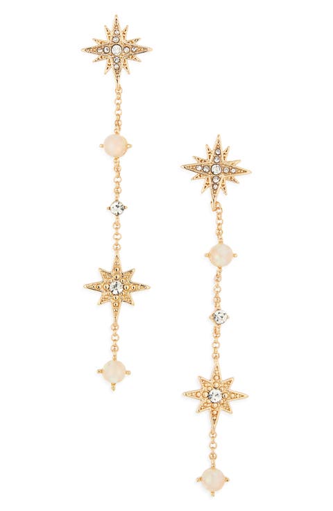 Celestial Crystal & Faux Pearl Drop Earrings