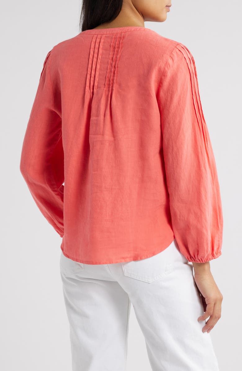 Tommy Bahama Costalina Pintuck Linen Peasant Top, Alternate, color, Melon Berry