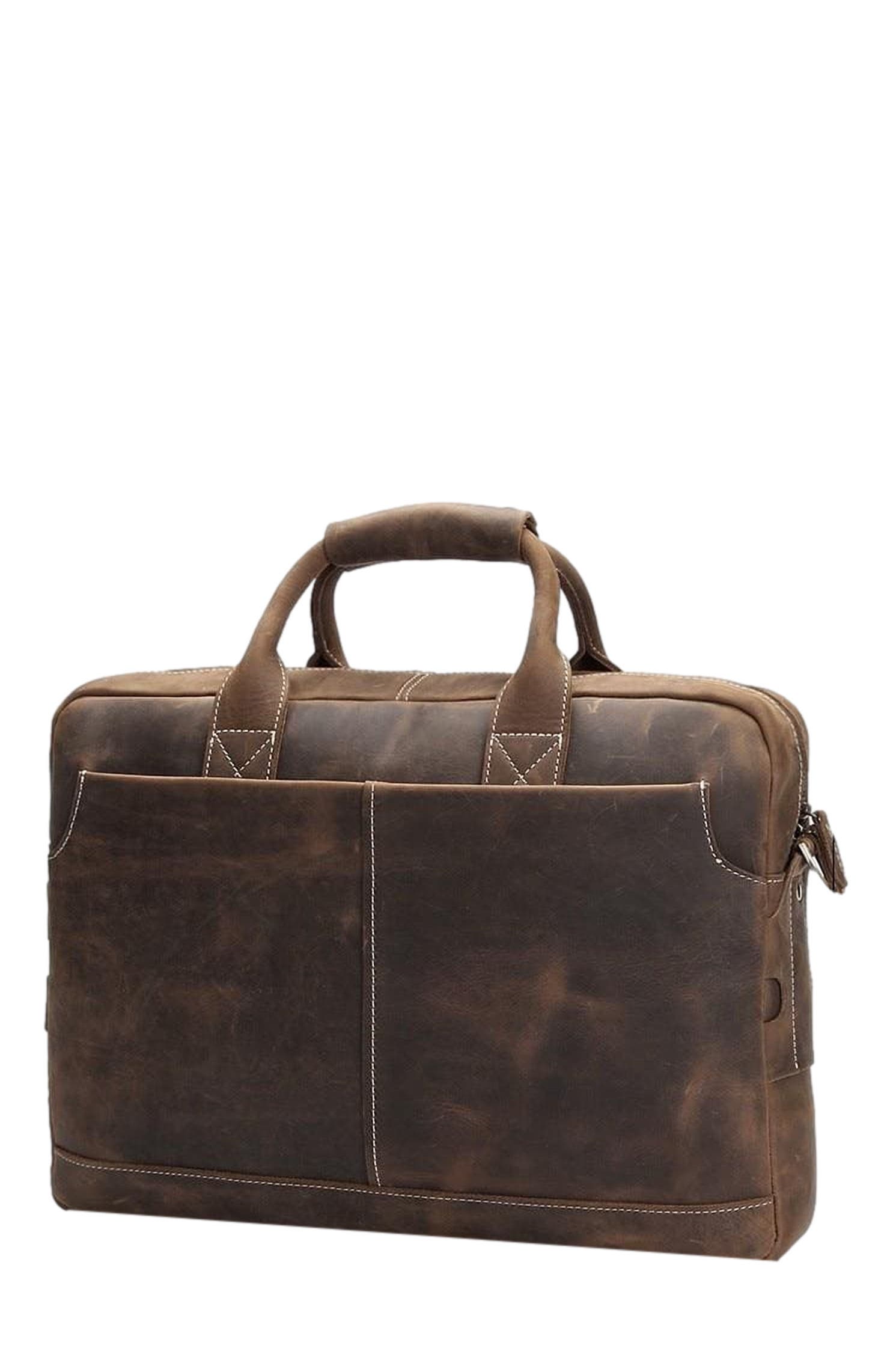 STEEL HORSE LEATHER The Welch Briefcase | Vintage Leather Messenger Bag, Alternate, color, Brown