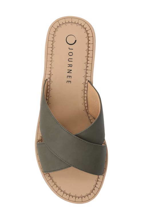 Journee Collection Women's Biara Crisscross Platform Wedge Sandals In Olive