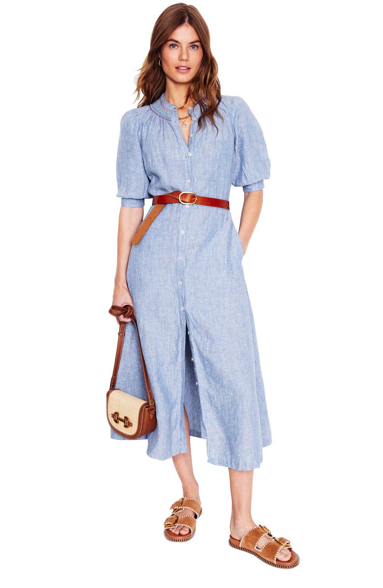 Boden Ada Cotton Shirtdress, Alternate, color, Grey Blue Chambray