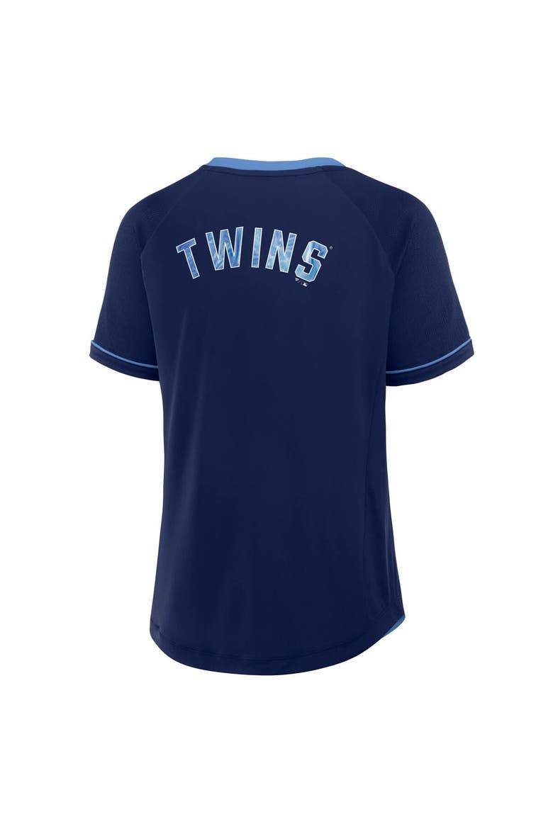 Women's Fanatics Navy Minnesota Twins Cooperstown Collection League Diva Raglan V-Neck T-Shirt, Alternate, color, Navy
