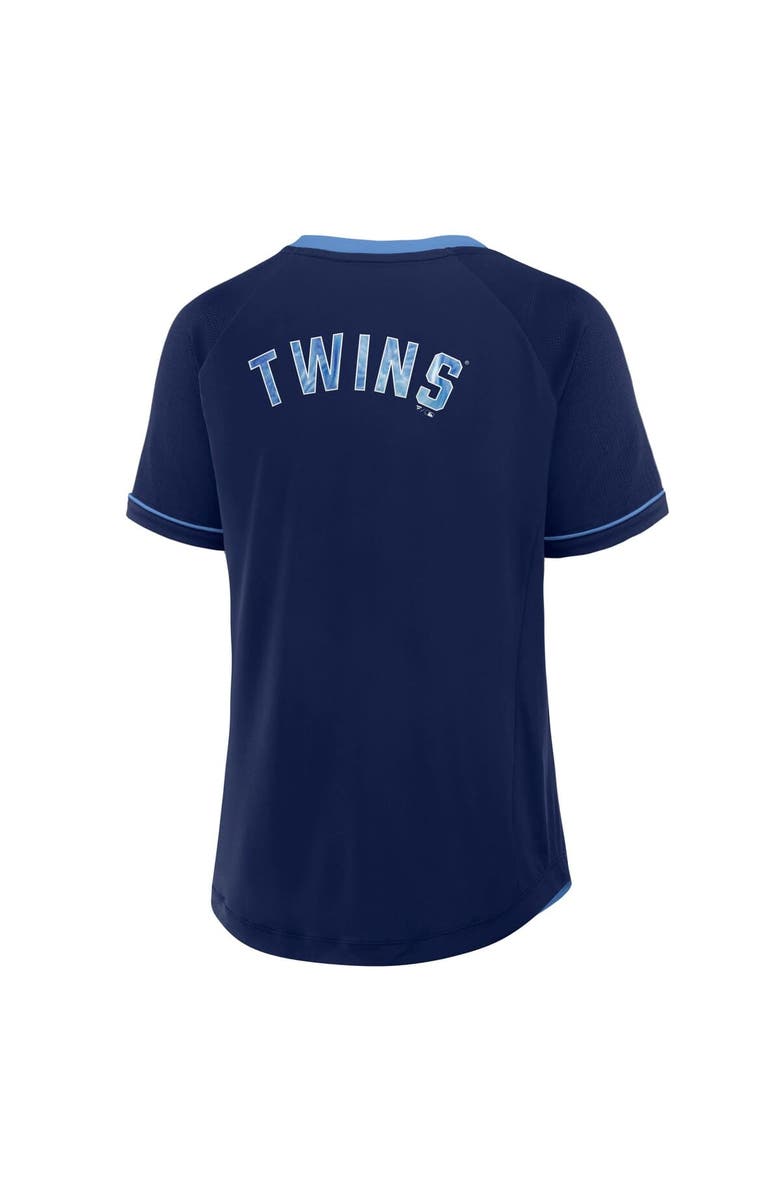 FANATICS Women's Fanatics Navy Minnesota Twins Cooperstown Collection League Diva Raglan V-Neck T-Shirt, Alternate, color, Navy