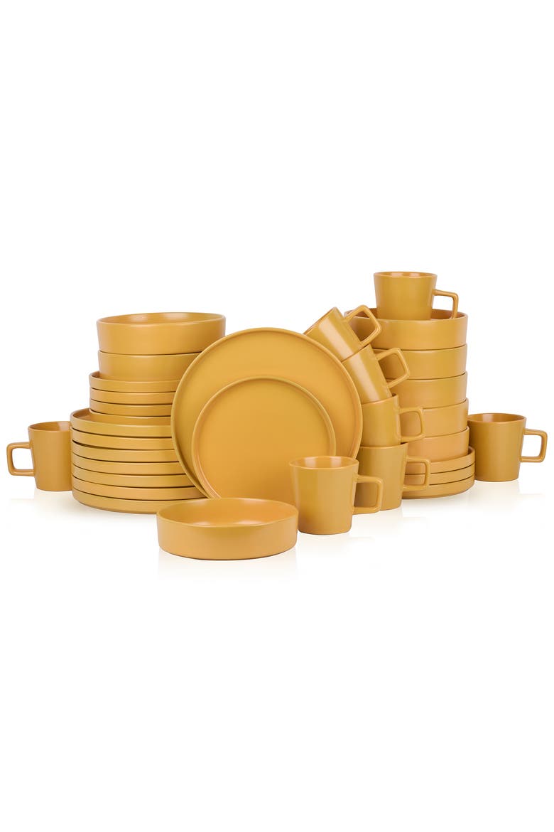 Cleo Stoneware 32-Piece Dinnerware Set, Main, color, Yellow