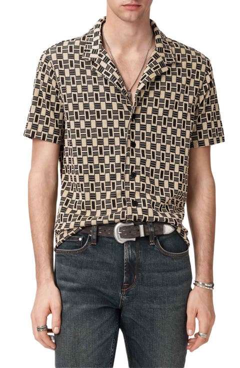 Geo Pattern Knit Camp Shirt