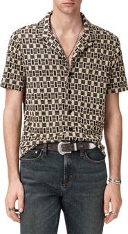 John Varvatos Geo Pattern Knit Camp Shirt