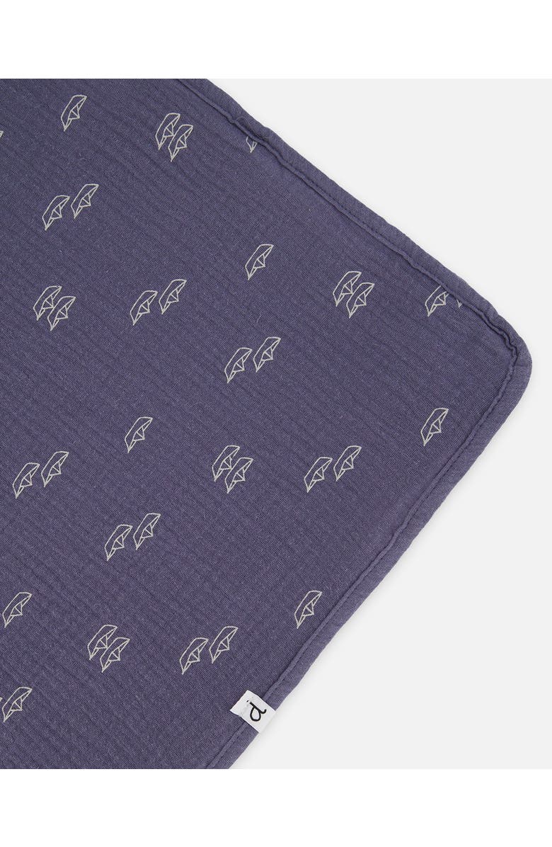 Deux par Deux Baby Boy's Printed Muslin Blanket Navy Blue Paper Boats, Alternate, color, Navy Blue Paper Boat