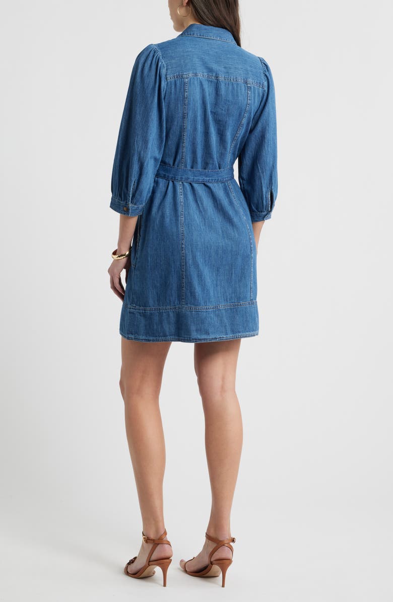 Caslon<sup>®</sup> Zip Up Chambray Dress, Alternate, color, Dark Wash