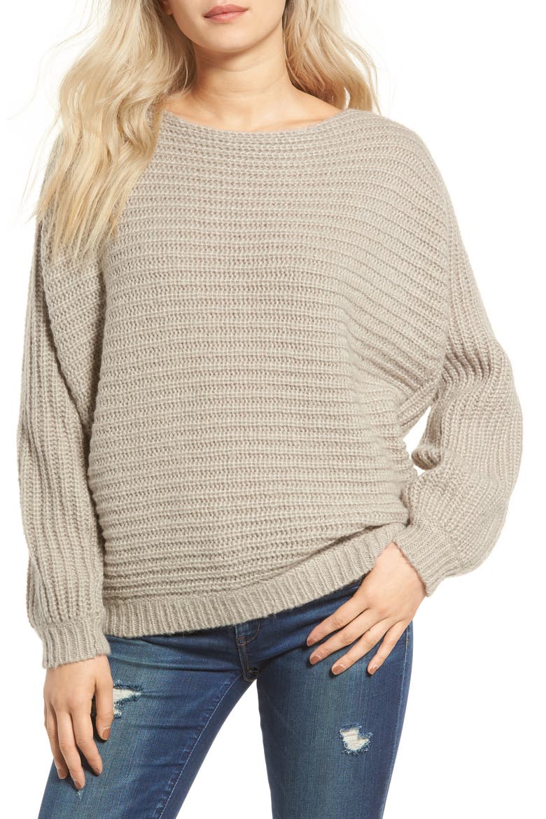 Open Back Boyfriend Sweater, Main, color, GREY