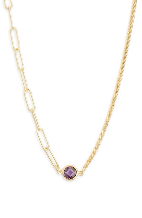 Mix Chain Oval Crystal Necklace