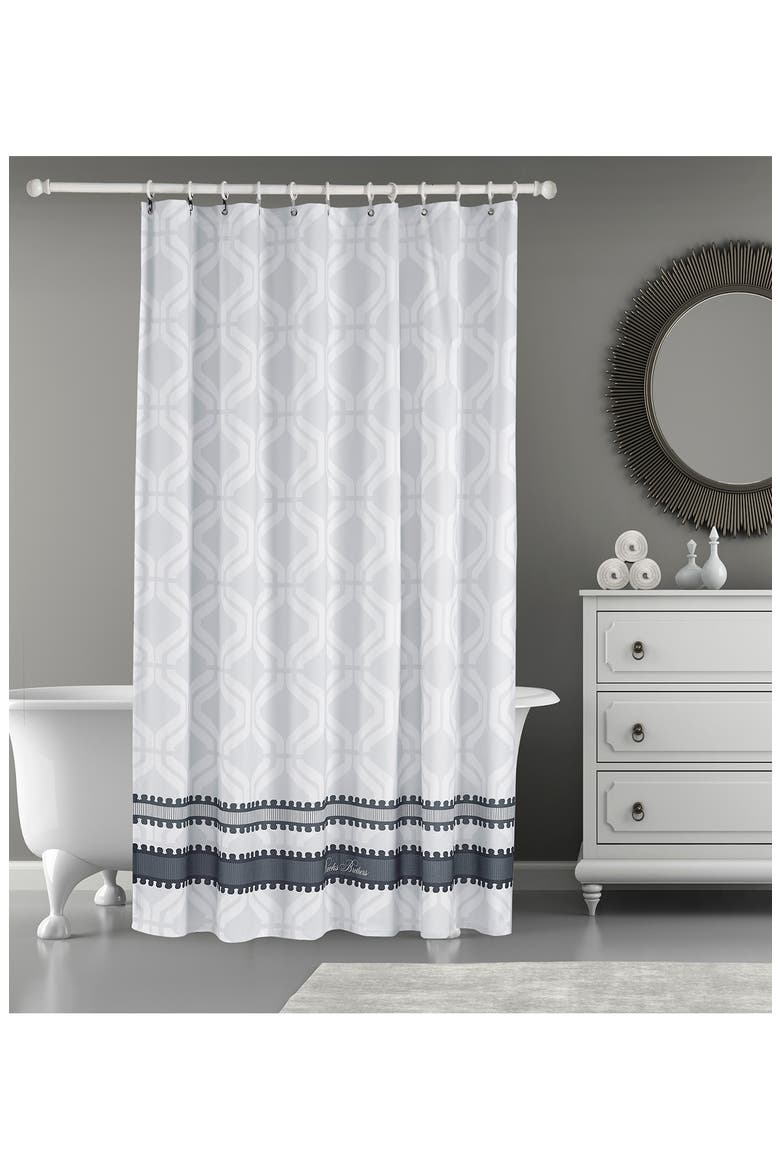 Geo Print Turkish Cotton Shower Curtain, Alternate, color, SILVER