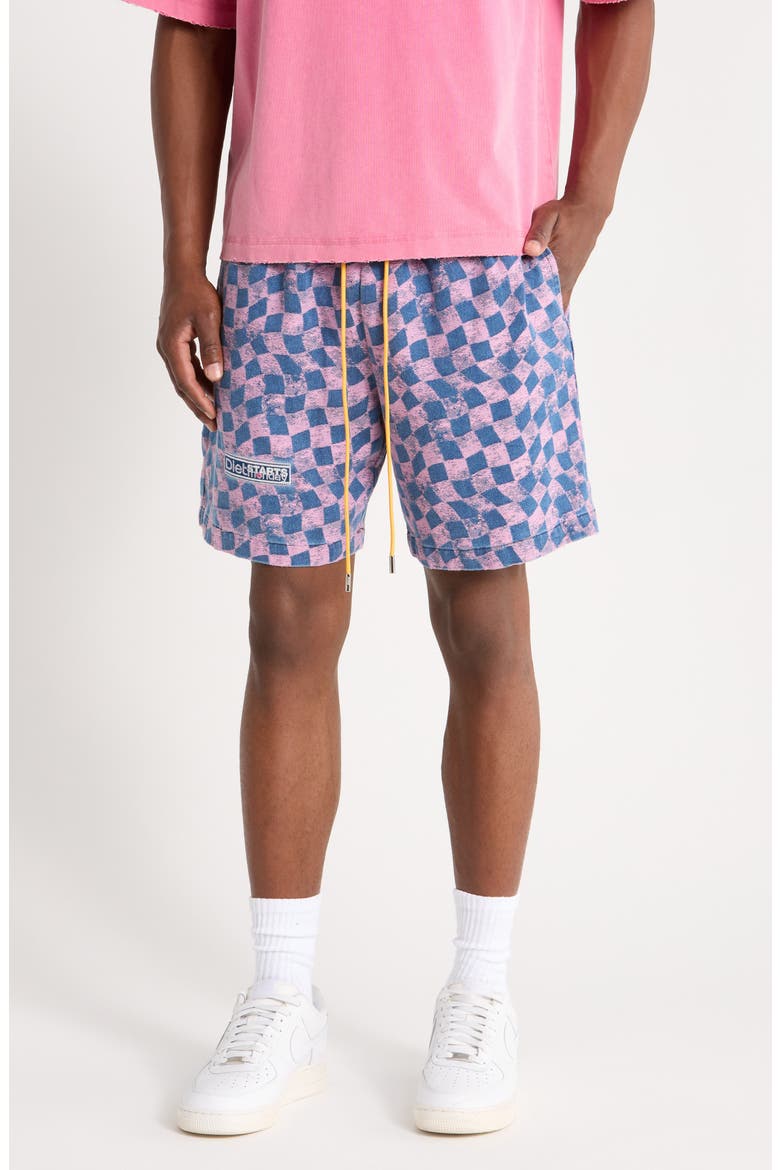 Warped Checker Shorts, Main, color, LAVENDER/ NAVY