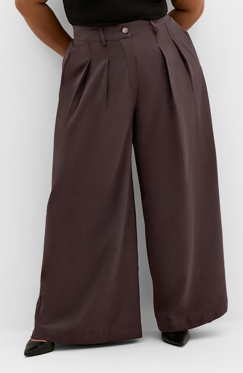 City Chic Abbie Wide Leg Pants, Main, color, Chocolate