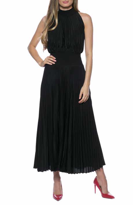 Oleg Cassini Pleated Sleeveless Midi Dress