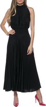 Oleg Cassini Pleated Sleeveless Midi Dress