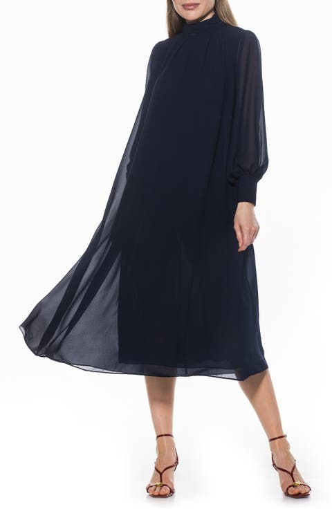 Kehlani Long Sleeve Chiffon Midi Dress