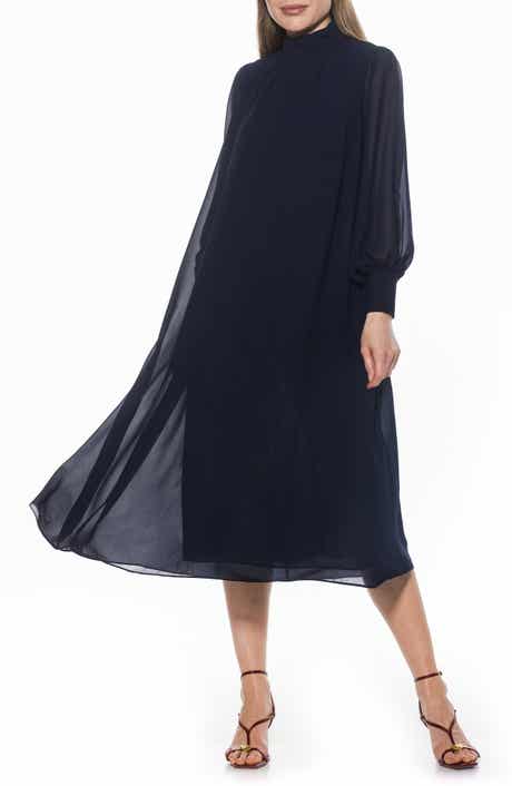 Alexia Admor Kehlani Long Sleeve Chiffon Midi Dress