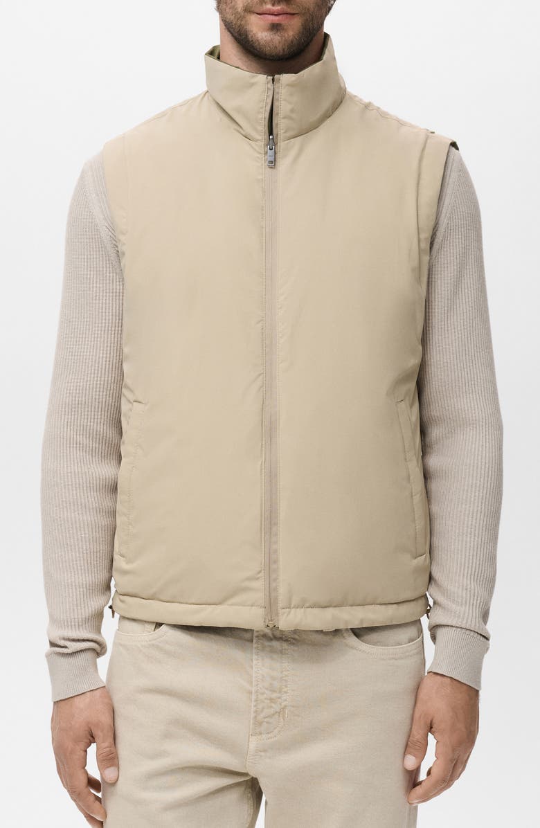 MANGO Reversible Water Repellent Vest, Main, color, Green