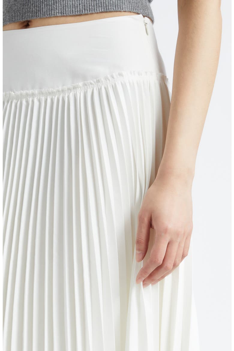 Lace Trim Crepe Pleat Midi Skirt, Alternate, color, WHITE