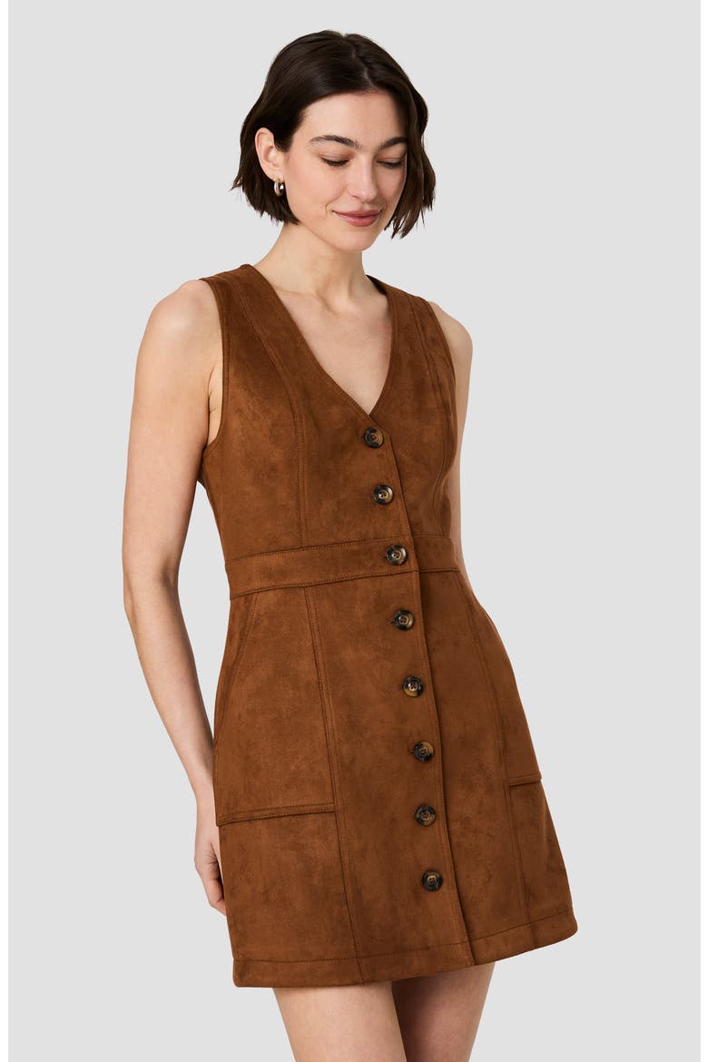 Laney Faux Suede Sleeveless Patch Pocket Minidress, Alternate, color, TAN