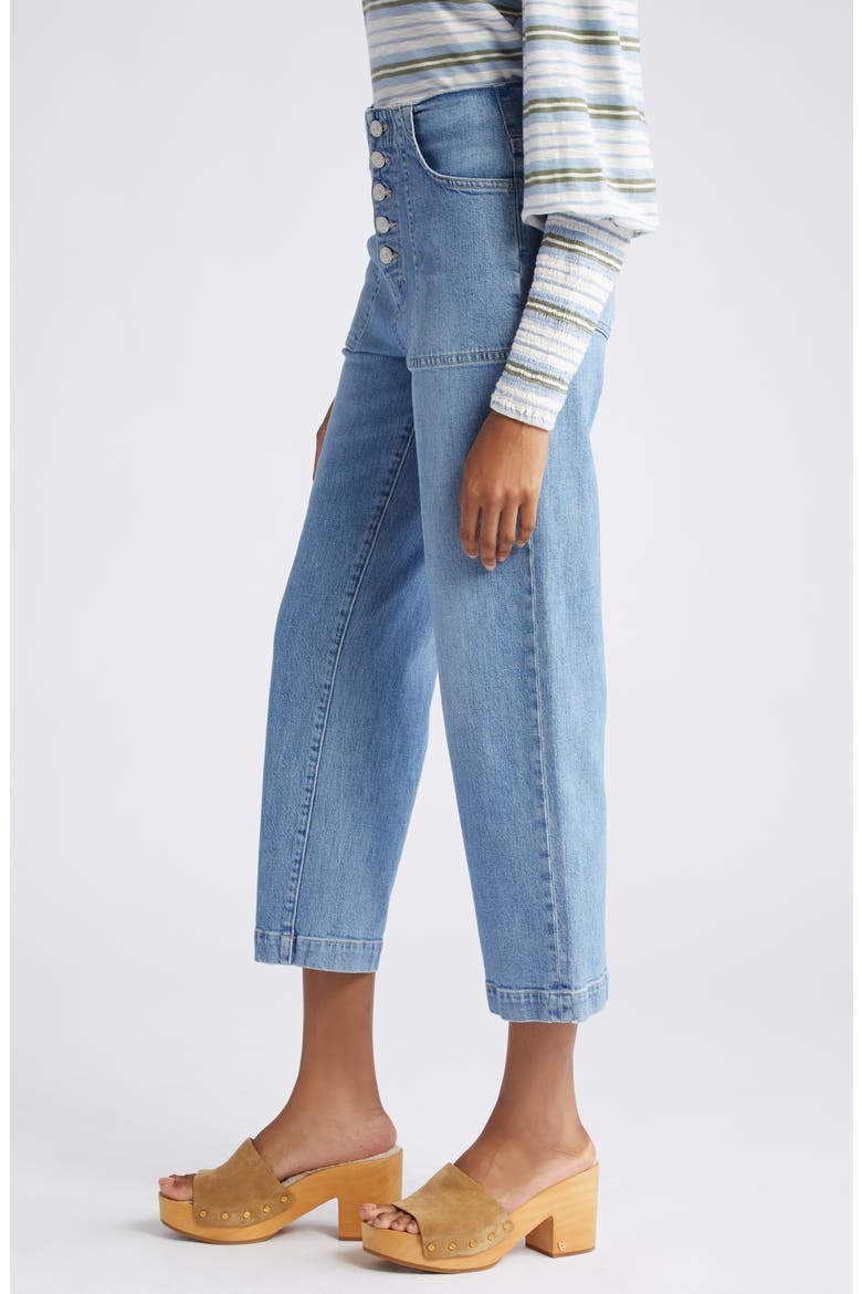 Crosbie Exposed Button Wide Leg Jeans, Alternate, color, ZEPHYR