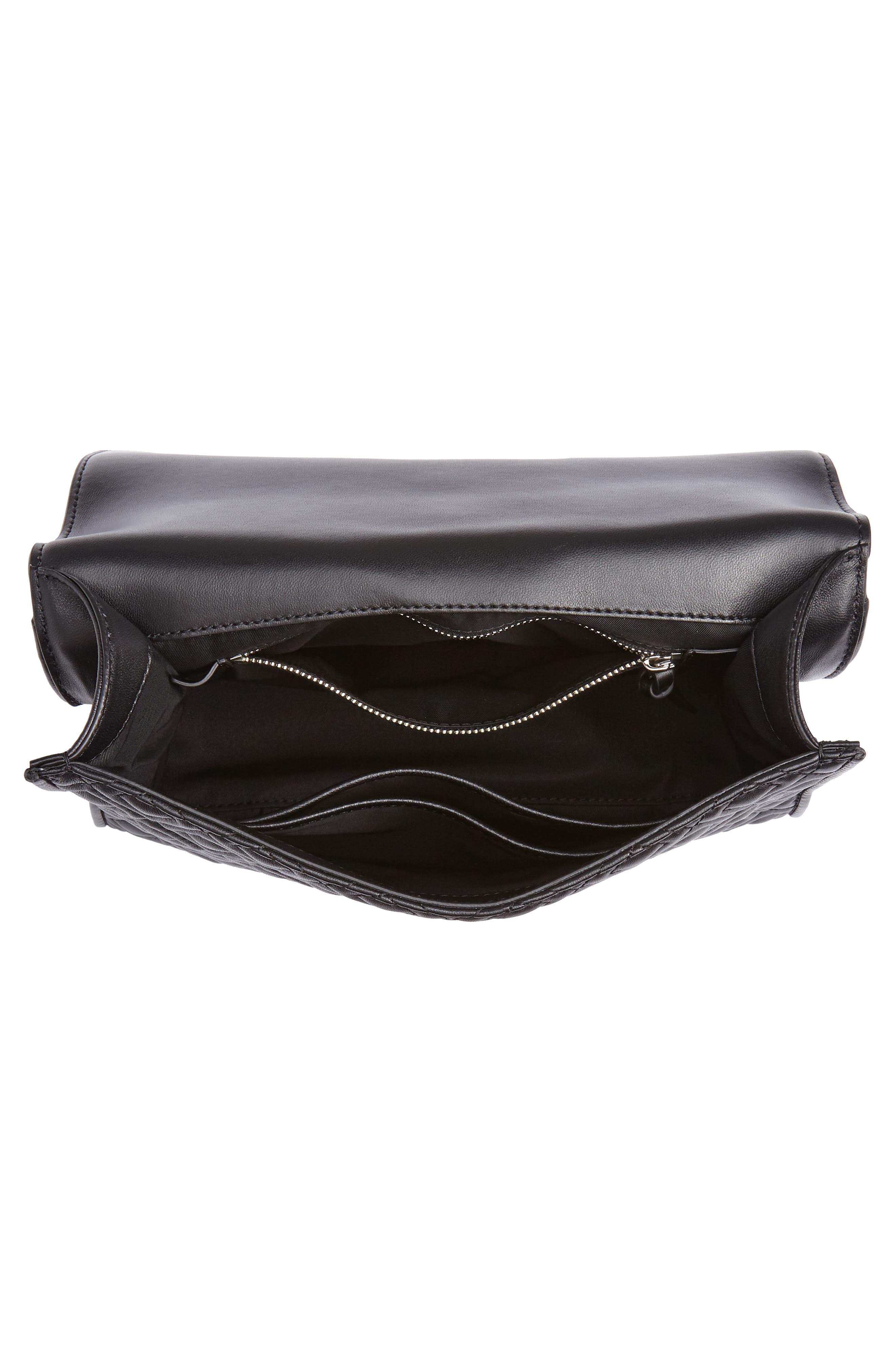 Tory Burch Fleming Quilted Lambskin Leather Convertible Shoulder Bag, Alternate, color, Black / Silver