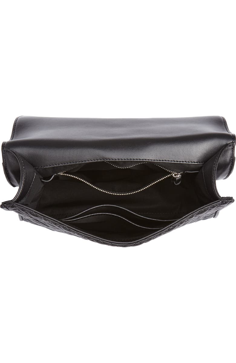 Tory Burch Fleming Quilted Lambskin Leather Convertible Shoulder Bag, Alternate, color, Black / Silver