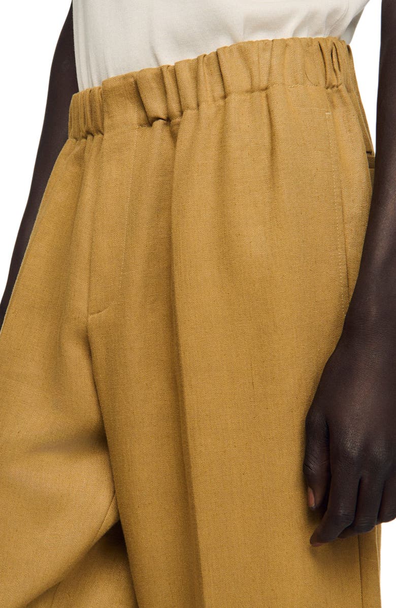SANDRO Wide-leg elasticated linen trousers, Alternate, color, Nut