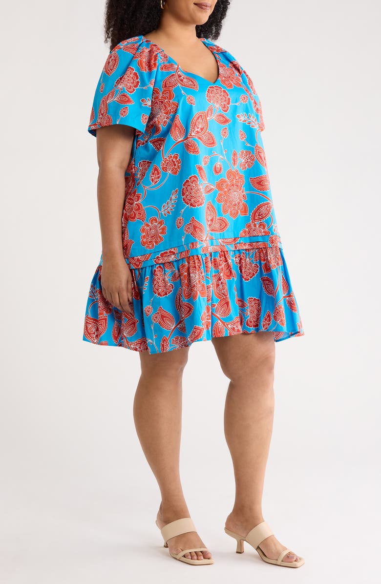 SUGARLIPS Ripon Floral Seruma Drop Waist Shift Dress, Alternate, color, Blue-Red-Multi