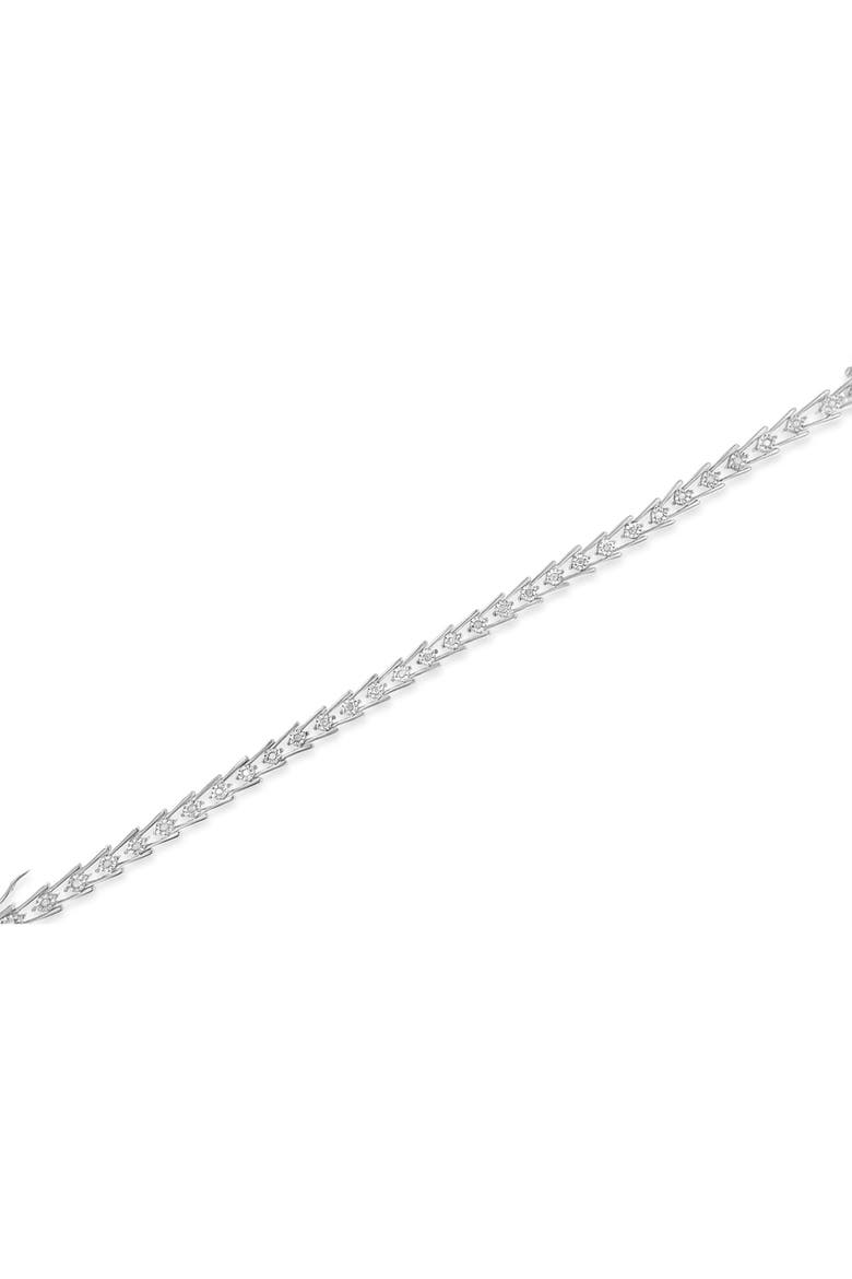 Silver Diamond Wave-Style Link Bracelet, Alternate, color, White