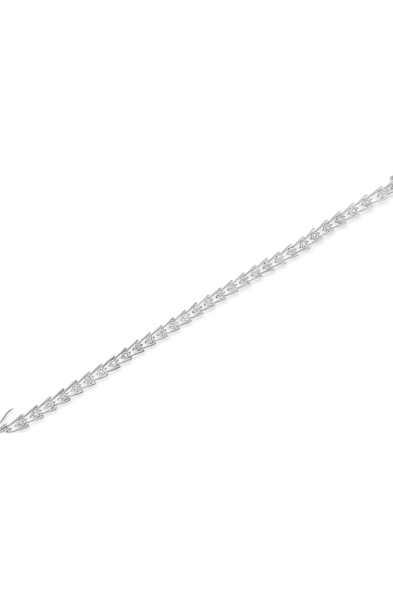 Haus of Brilliance Silver Diamond Wave-Style Link Bracelet, Alternate, color, White