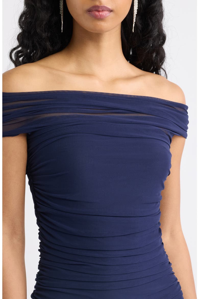 Claudia Off the Shoulder Midi Dress, Alternate, color, NAVY