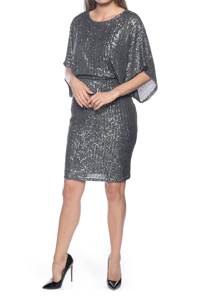 Sequin Cocktail Dress, Main, color, BK/ GUN