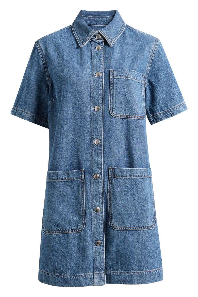Denim Minidress, Alternate, color, PICKETT WASH