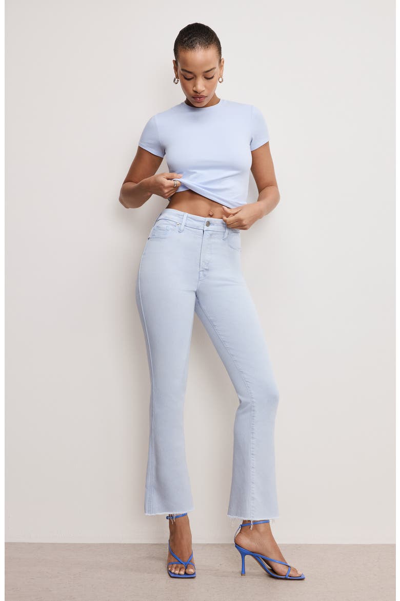 Soft-Tech Good Curve Frayed High Waist Ankle Straight Leg Jeans, Alternate, color, WINTER SKY001