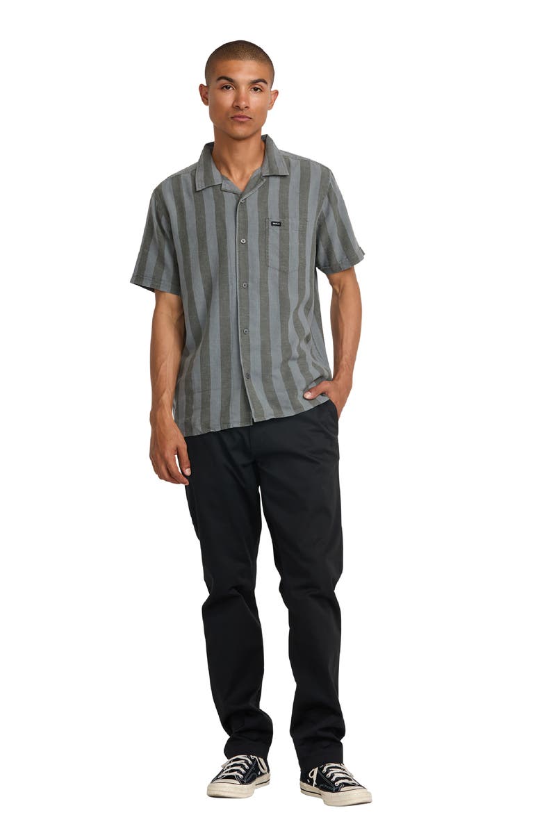 RVCA Love Stripe Linen Blend Camp Shirt, Alternate, color, 