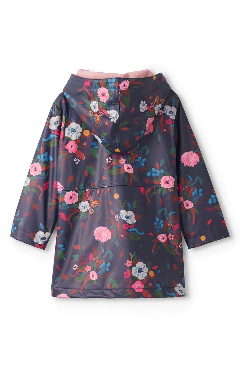 Hatley Kids' Fall Floral Rain Jacket, Alternate, color, Navy Blue