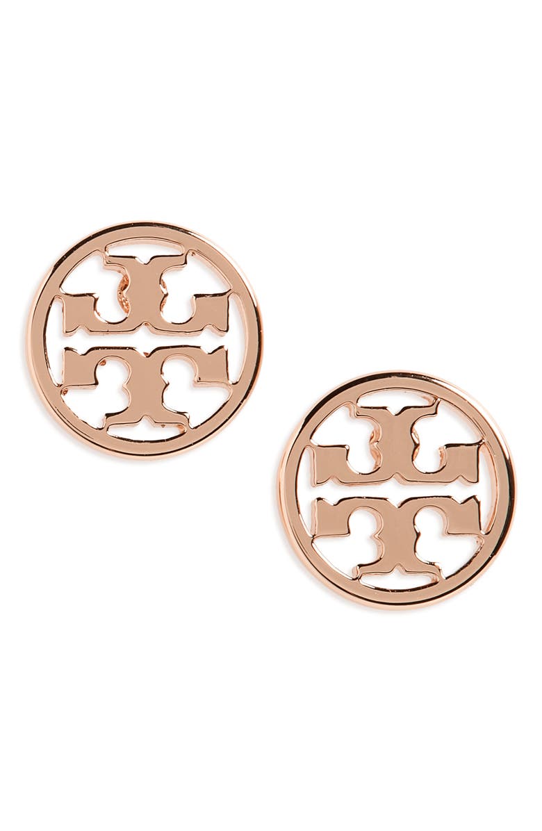 Tory Burch Circle Logo Stud Earrings, Alternate, color, 