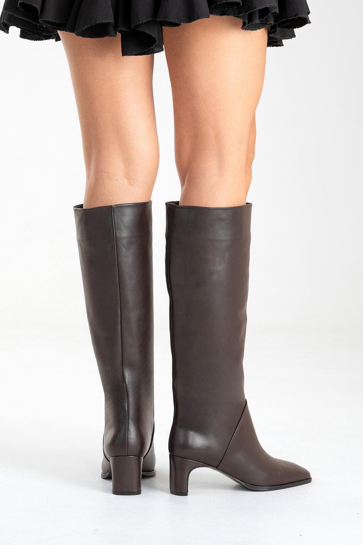 Taly Leather Block Heel Knee High Boot, Alternate, color, Brown