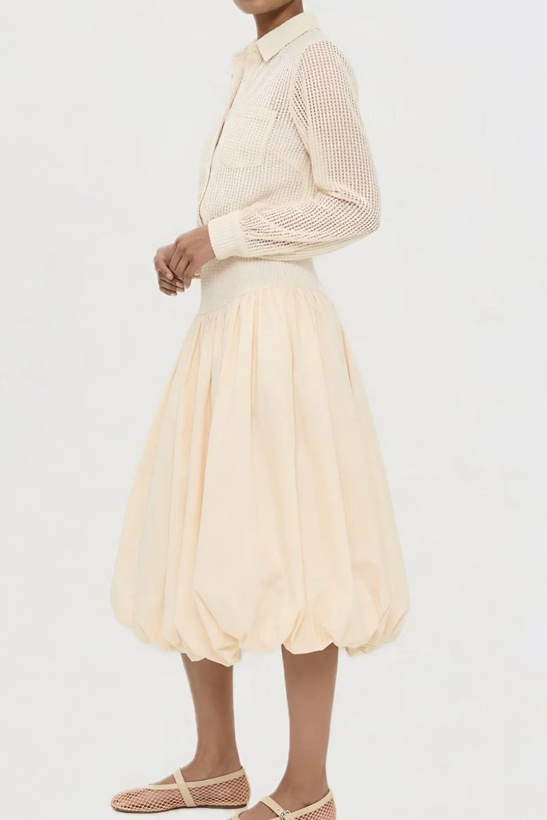 Kemi  Ivory Crochet Open Knit Collared Top, Alternate, color, Oatmilk