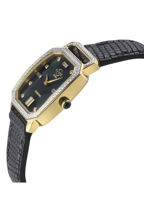 Gv2 Pavia Diamond Leather Strap Watch, 25mm X 29mm In Black
