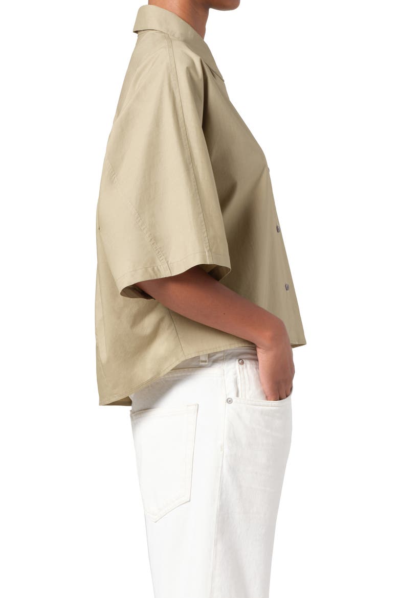Merrin Short Sleeve Cotton Poplin Button-Up Shirt, Alternate, color, COCOON