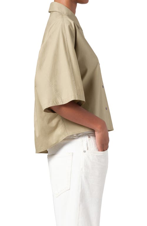 Shop Agolde Merrin Short Sleeve Cotton Poplin Button-up Shirt In Cocoon