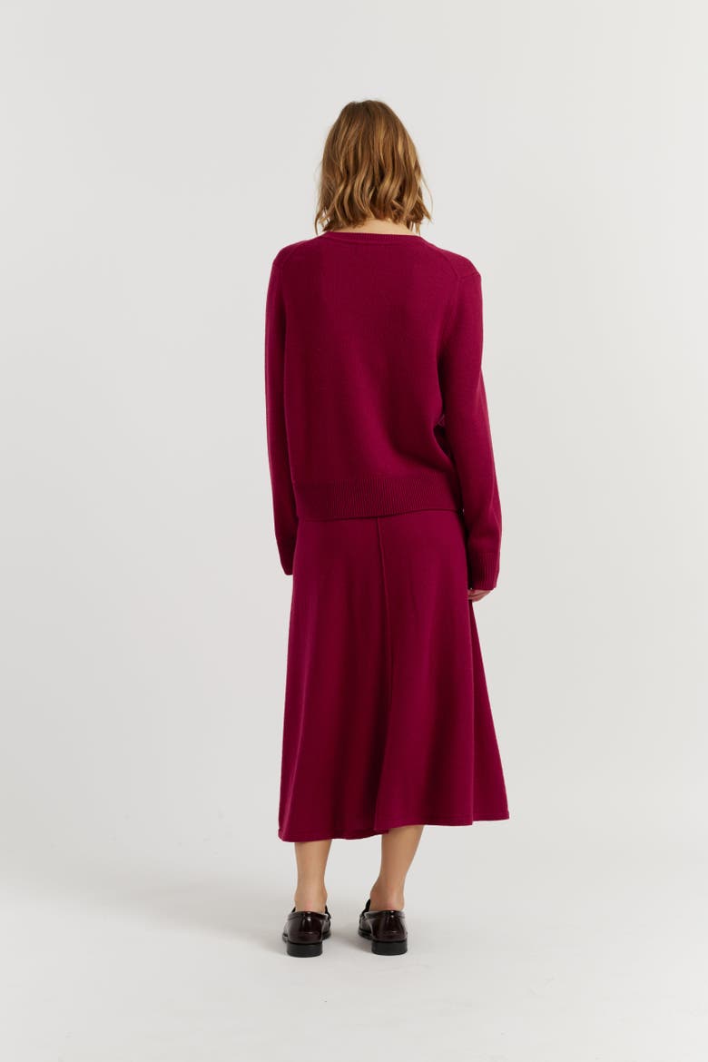 Wool-Cashmere Snoopy Embroidered Sweater, Alternate, color, Cherry