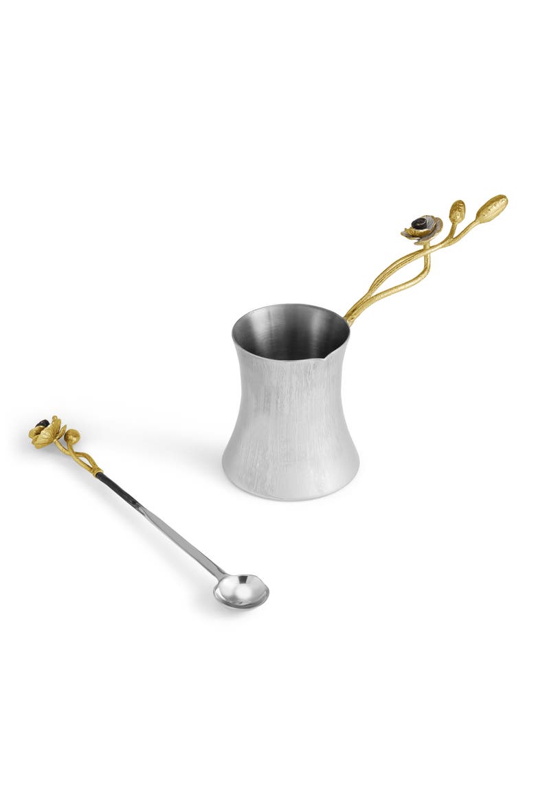 Anemone Coffee Pot & Spoon Set, Alternate, color, SILVER/ GOLD