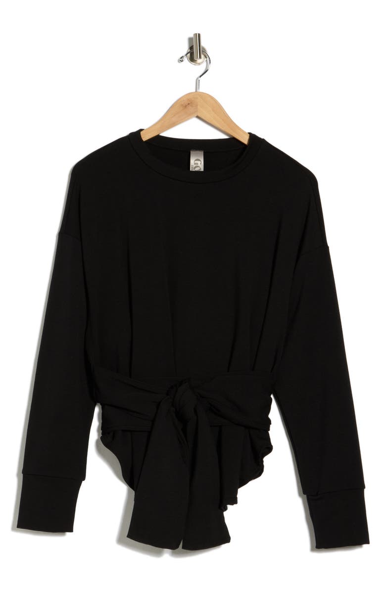 GO COUTURE Faux Tie Wrap Sweater, Main, color, Black Interlock