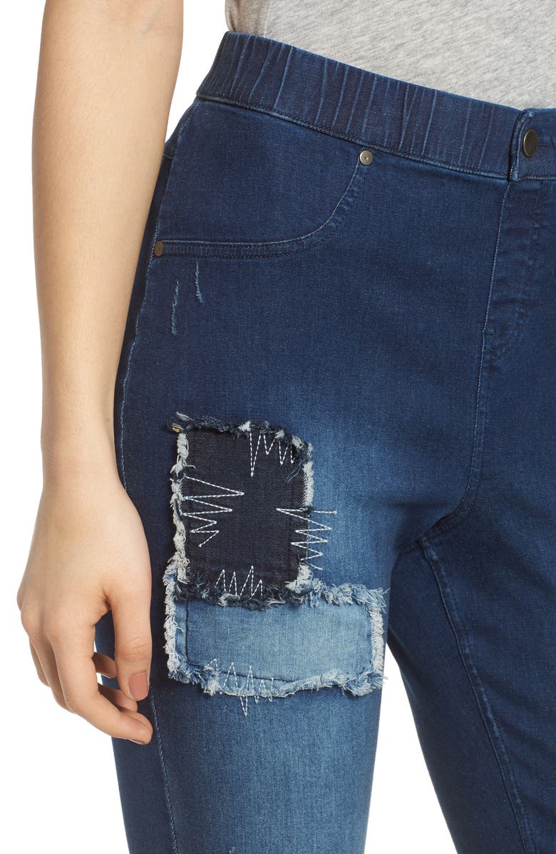 Zeza B by Hue High Waist Distressed Denim Leggings, Alternate, color,